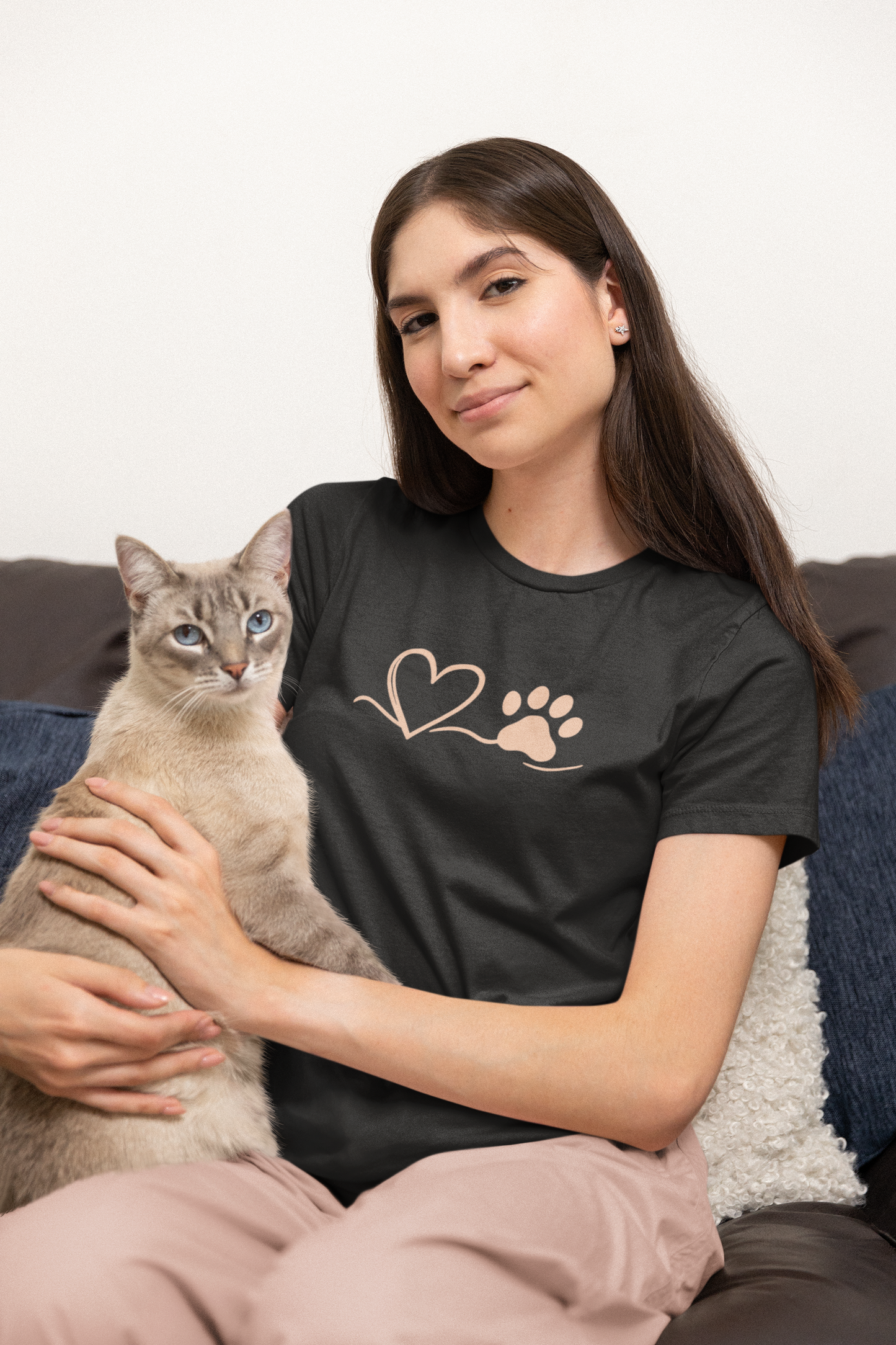 Heart & Paw Print T-Shirt | Soft Cotton Unisex Pet Lover Tee