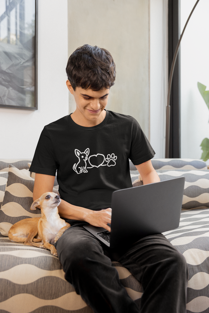 Cute Chihuahua T-Shirt, Unisex Pet Lover Tee, Dog Love Shirt, Animal Rescue Gift, Heart & Paw Design