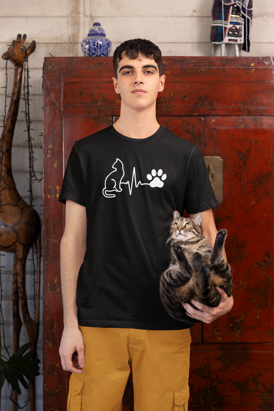 Cat Love Tee - Heartbeat Design, Pet Lover Gift, Cat Owner Shirt, Cute Cat Tee, Animal Lovers Apparel