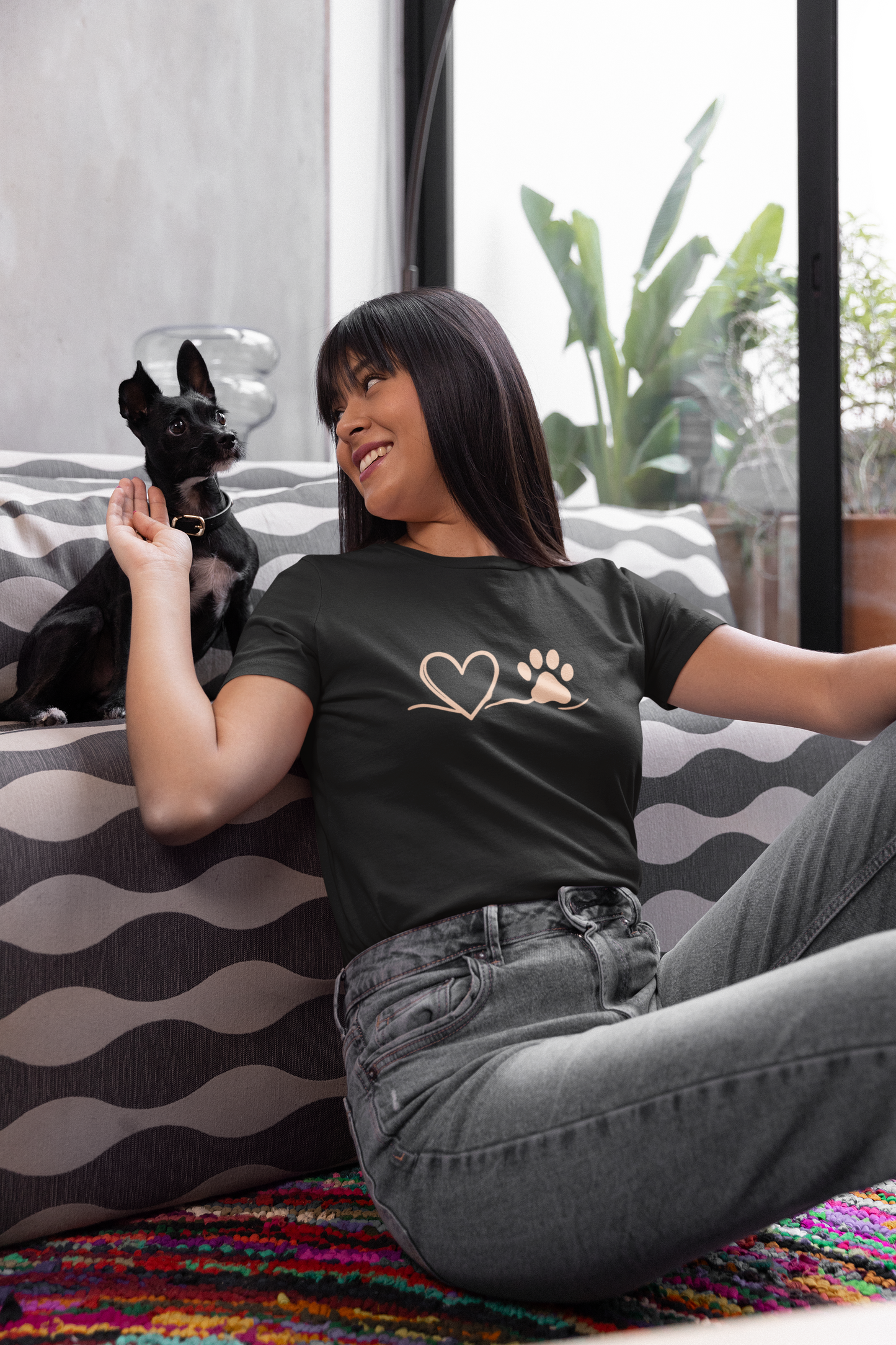 Heart & Paw Print T-Shirt | Soft Cotton Unisex Pet Lover Tee