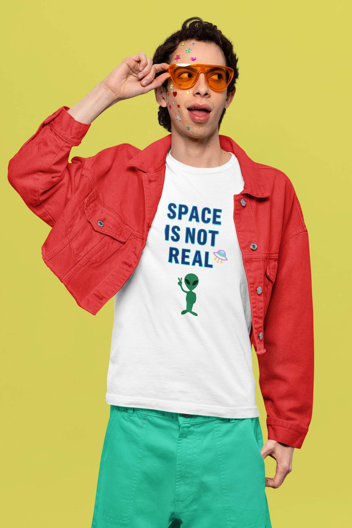 Funny Alien T-Shirt | "Space Is Not Real" Graphic Tee