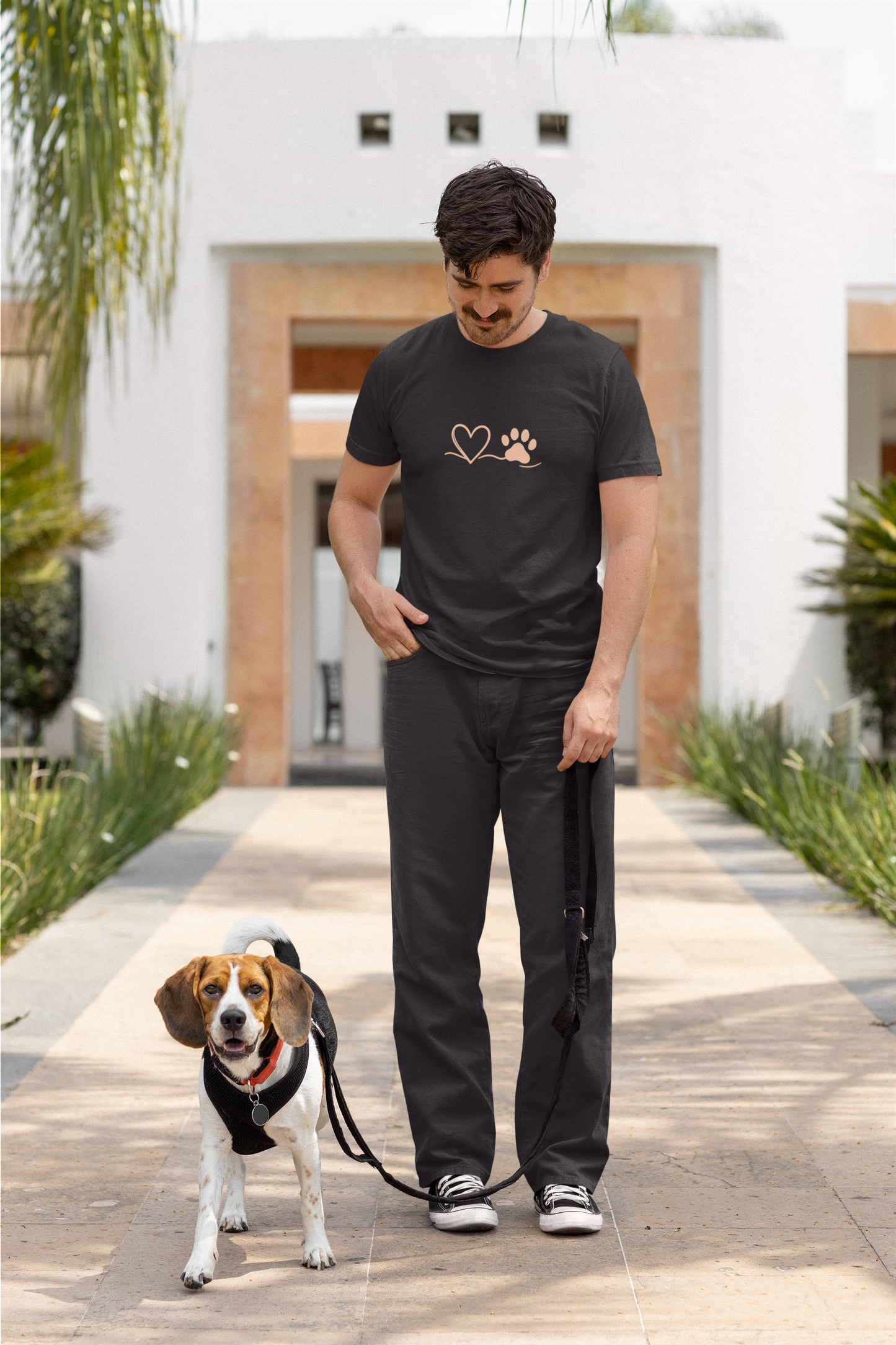 Heart & Paw Print T-Shirt | Soft Cotton Unisex Pet Lover Tee