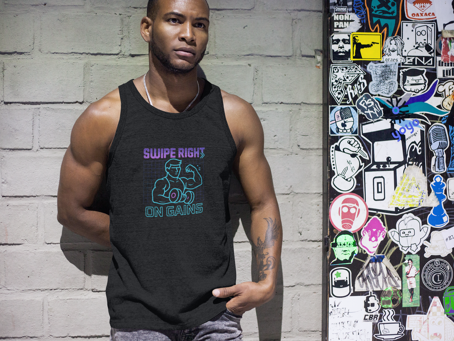 "Swipe Right on Gains" Tank Top | Funny Gym Shirt, Unisex Fitness Gift, Summer Workout Apparel