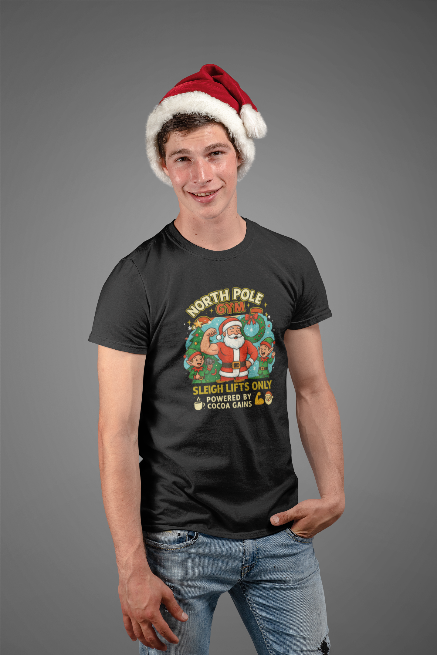 North Pole Gym Funny Christmas Workout Shirt | Merry Liftmas Santa Tee | Holiday Gym Lover Gift