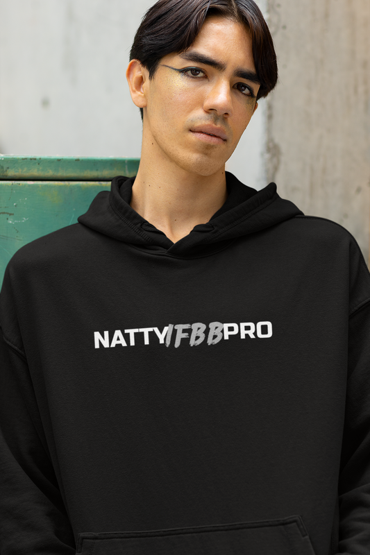NattyIFB8 Pro Hoodie — Athletic Black Pullover with Bold Logo