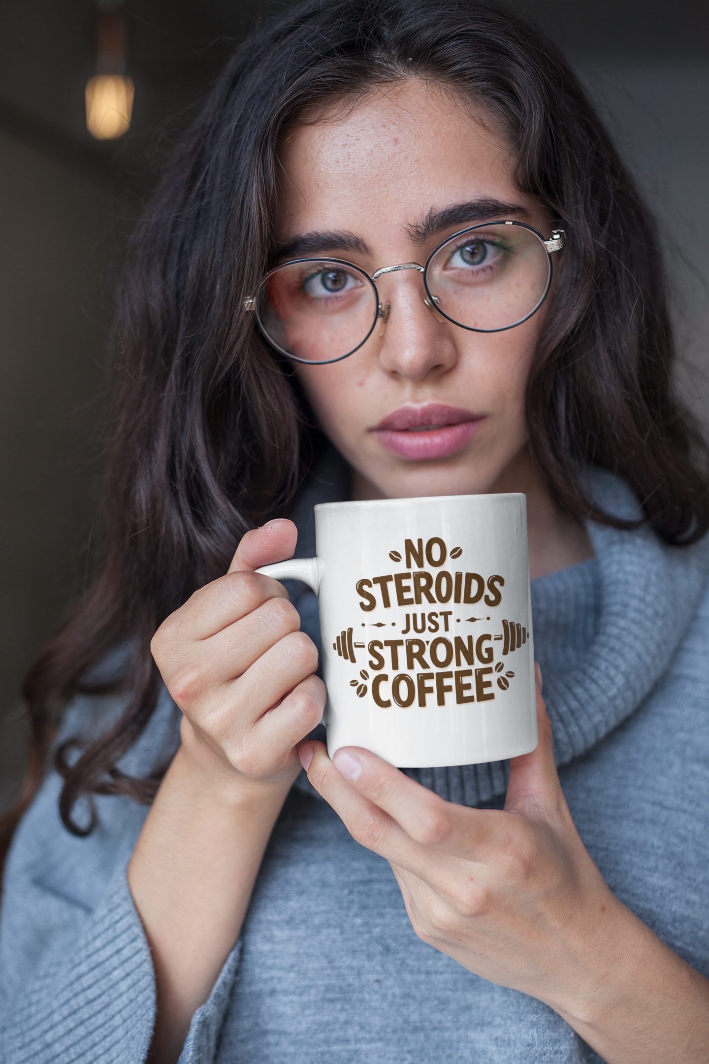 "No Steroids, Just Strong Coffee" Mug | Funny Gym Lover Gift, Bodybuilding Humor Mug, Fitness Motivation Cup