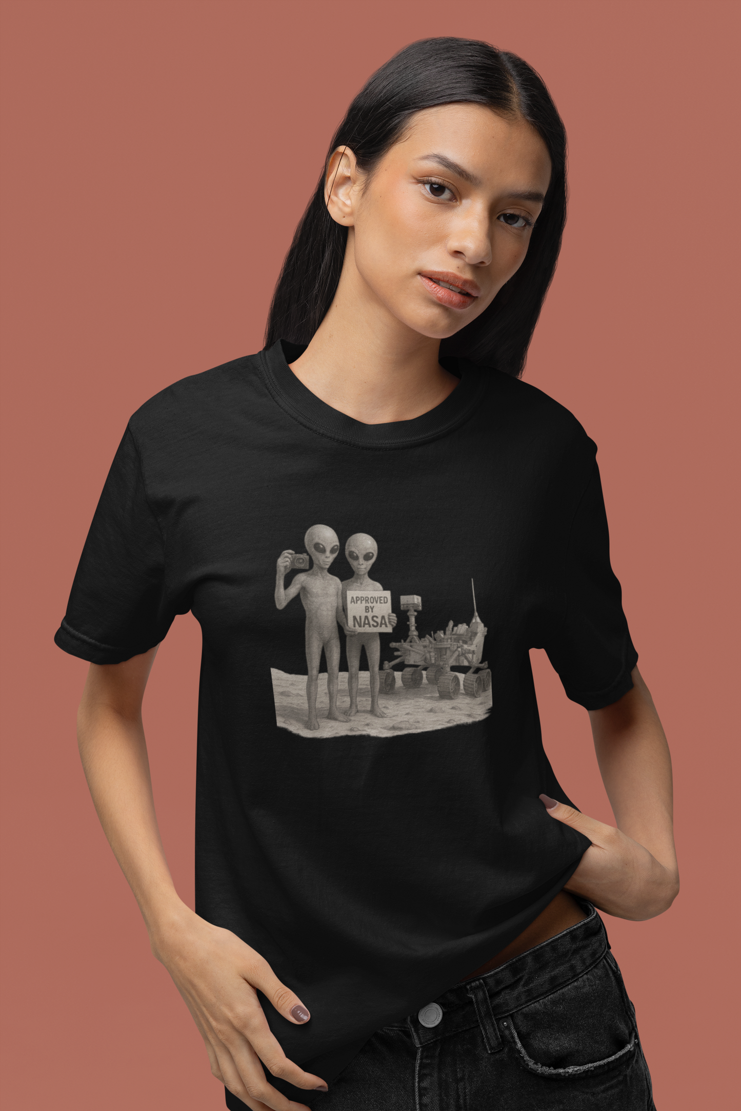 Funny Alien NASA T-Shirt | Unisex Heavy Cotton Sci-Fi Lover Gift