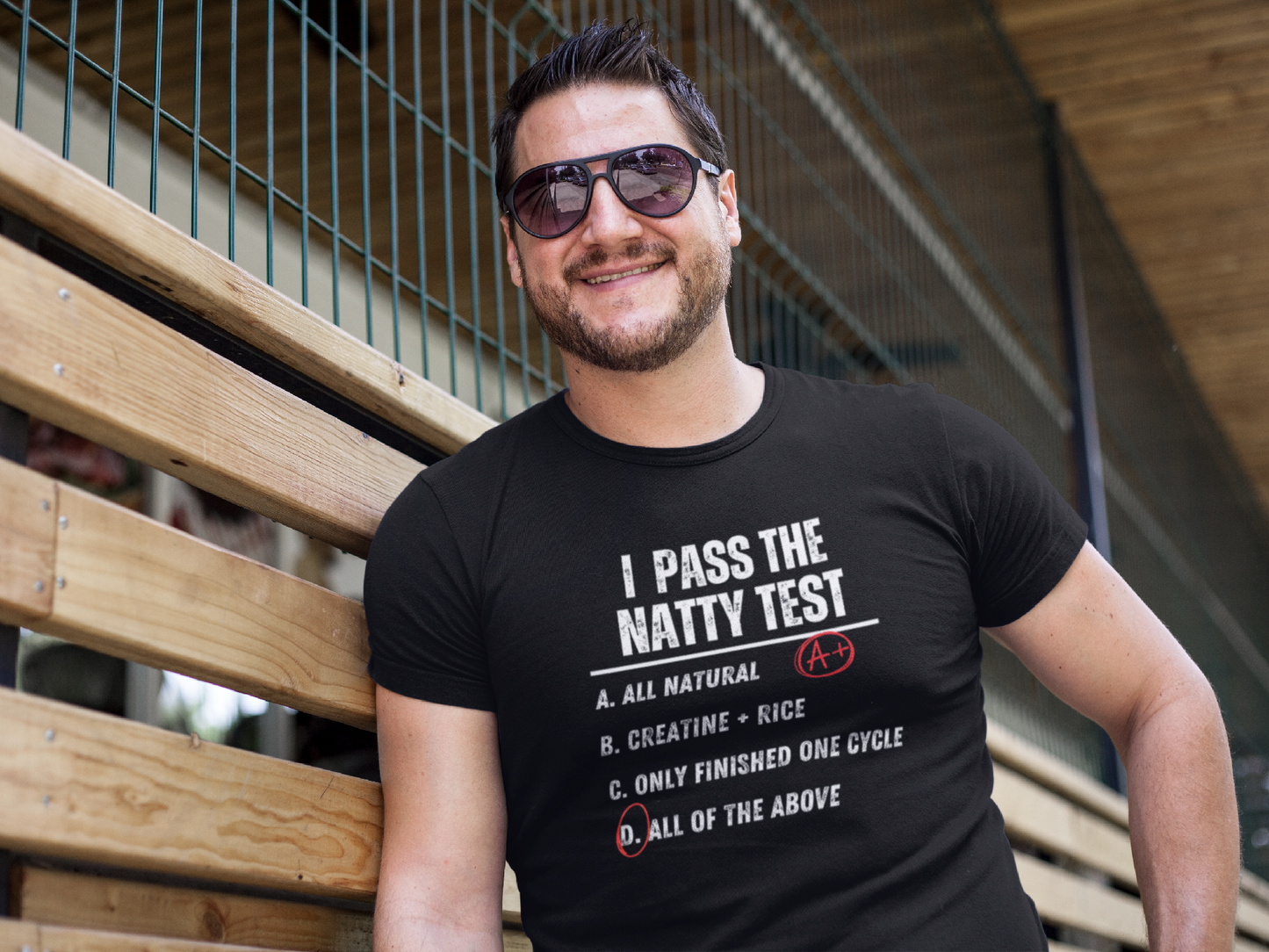 Funny Unisex Jersey Tee - Distress 'I Pass the Natty Test'