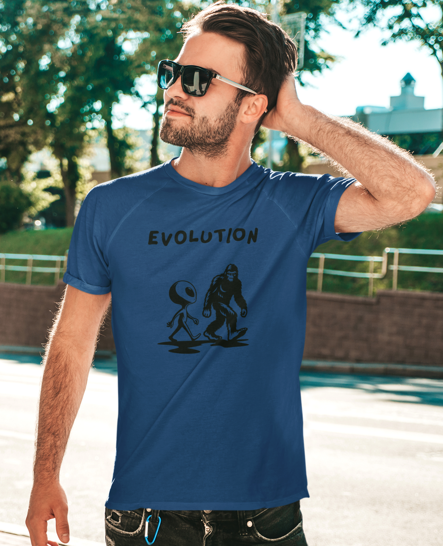 Bigfoot & Alien Evolution T-Shirt | Funny Sci-Fi & Cryptid Graphic Tee