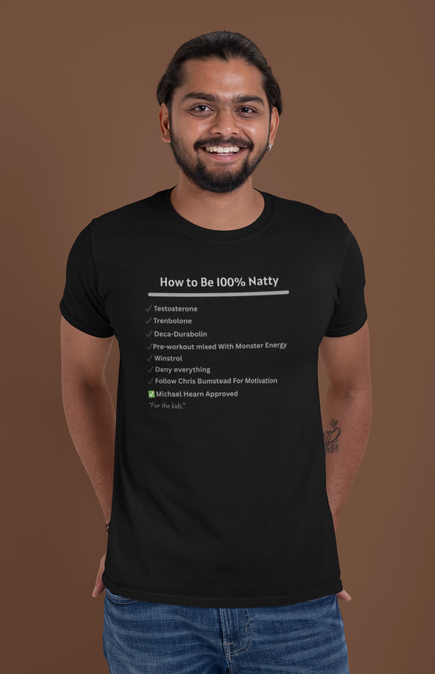 100% Natty T-Shirt | Funny Bodybuilding Tee, Sarcastic Gym Shirt, Unisex Fitness Gift
