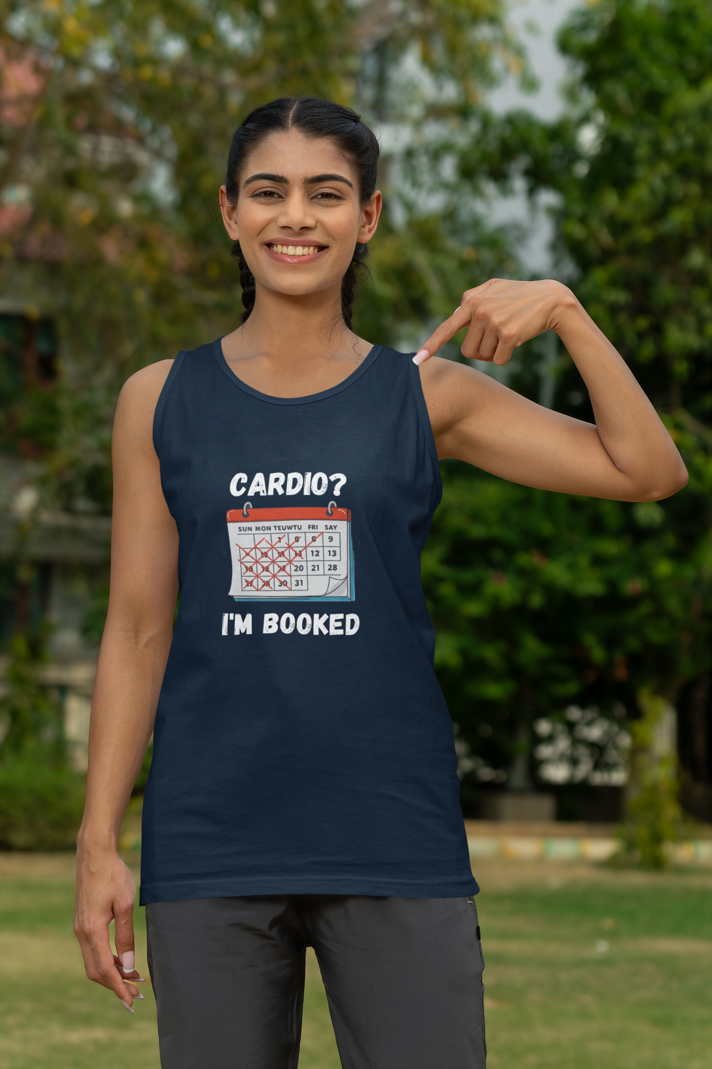 Funny Cardio Tank Top | "Cardio? I'm Booked" Unisex Workout Tee