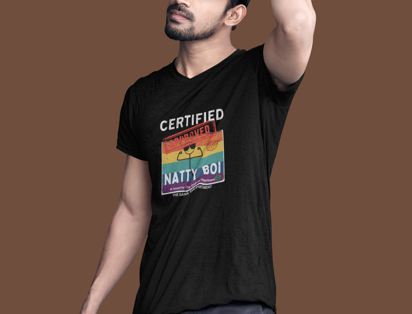 Certified Natty Boi White Font T-Shirt | Funny Fitness & Gym Gift