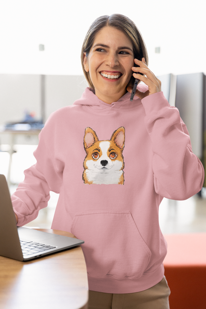 Corgi Hoodie, Corgi Face Pullover Cute Pembroke Welsh Corgi Hoodie for Dog Lovers