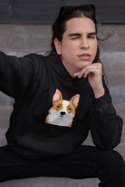 Corgi Hoodie, Corgi Face Pullover Cute Pembroke Welsh Corgi Hoodie for Dog Lovers