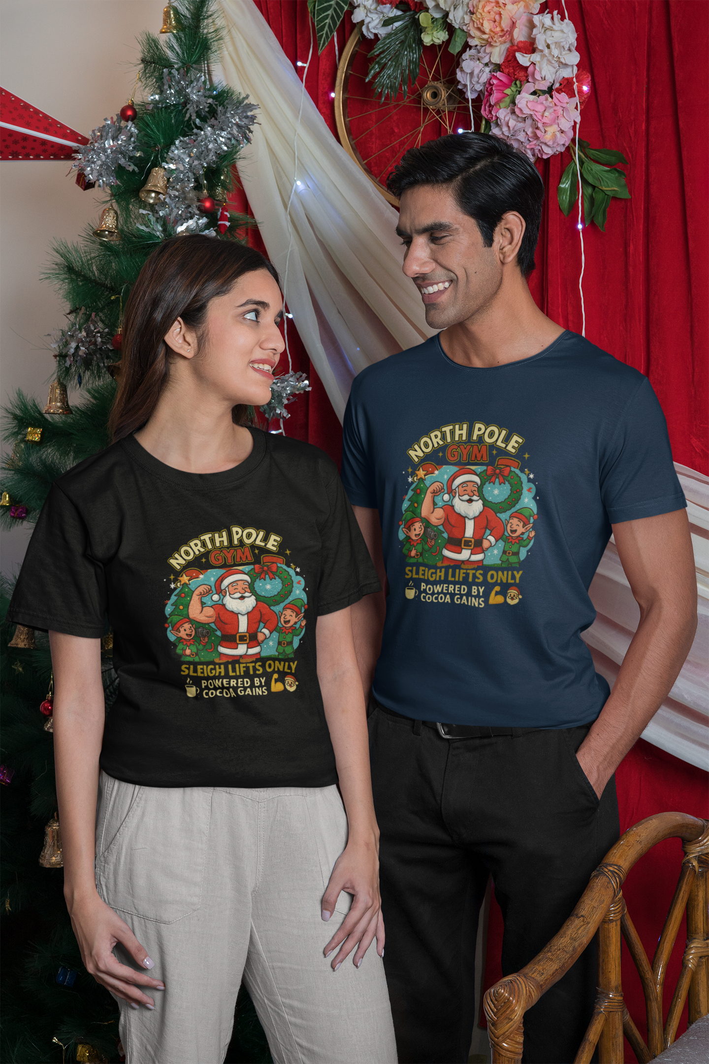 North Pole Gym Funny Christmas Workout Shirt | Merry Liftmas Santa Tee | Holiday Gym Lover Gift