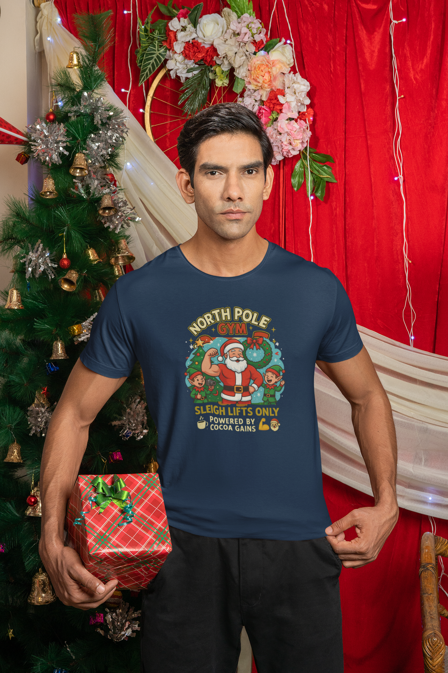 North Pole Gym Funny Christmas Workout Shirt | Merry Liftmas Santa Tee | Holiday Gym Lover Gift