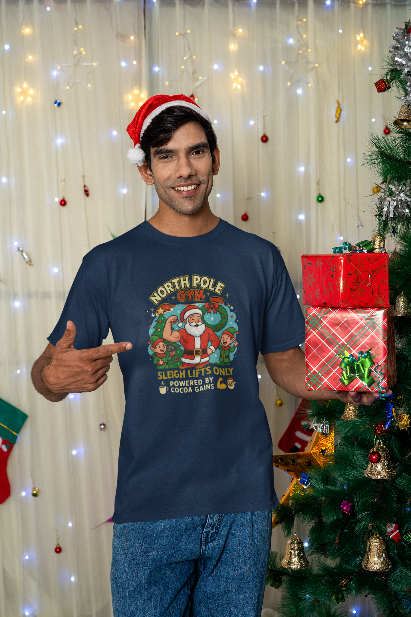 North Pole Gym Funny Christmas Workout Shirt | Merry Liftmas Santa Tee | Holiday Gym Lover Gift