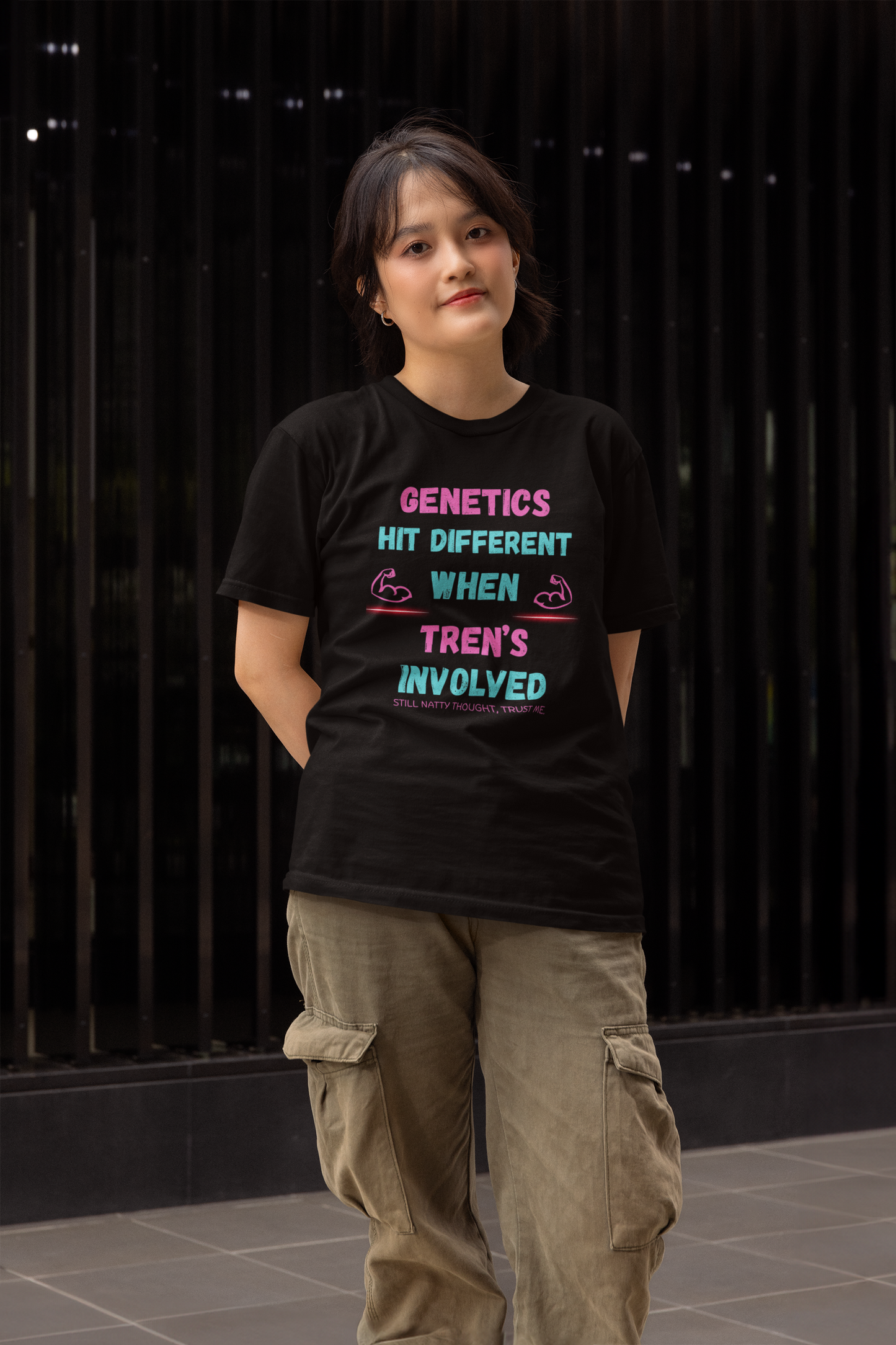 Funny Fitness Tee - 'Genetics Hit Different When Tren's Involved'