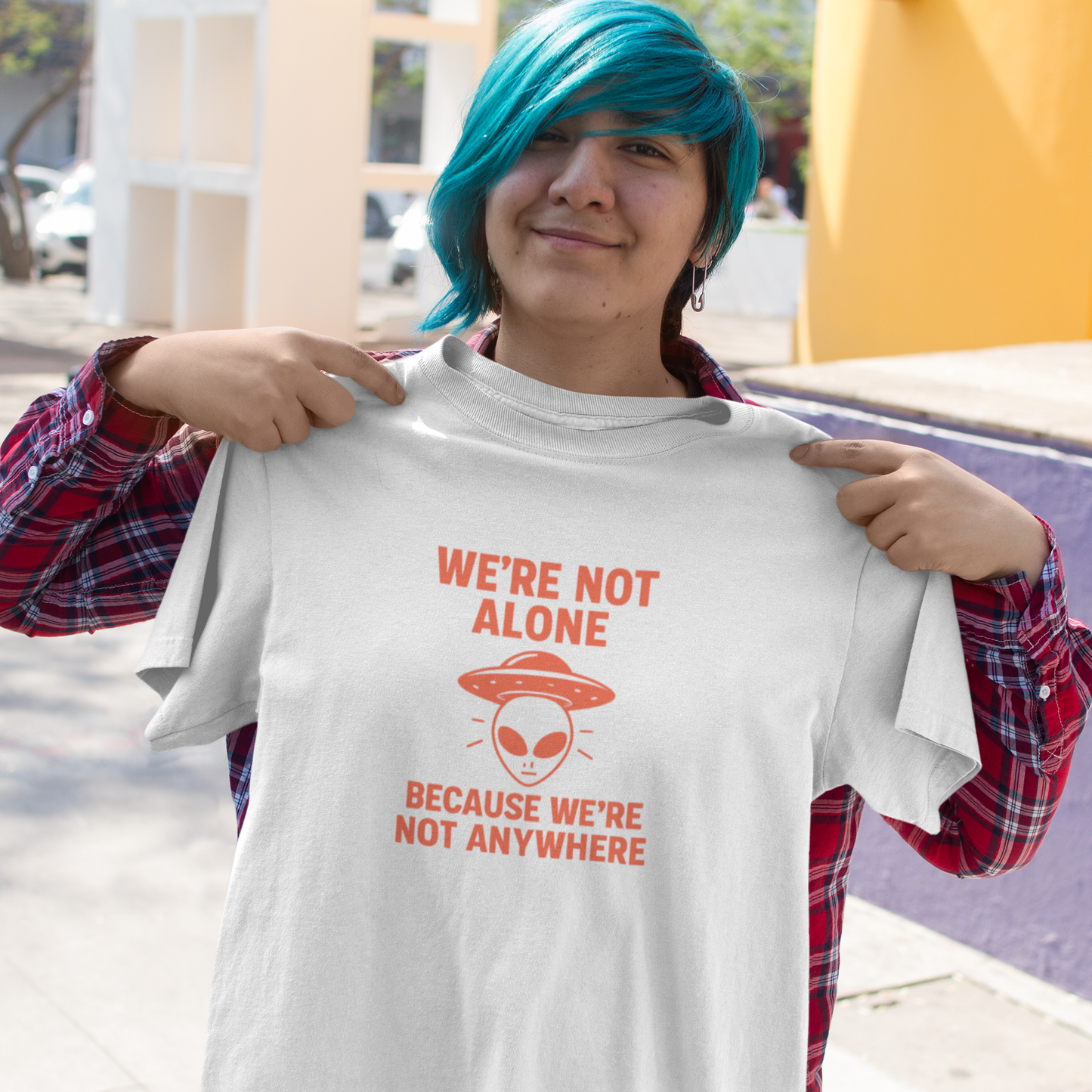 We're Not Alone T-Shirt | Funny Alien UFO Tee, Unisex Sci-Fi Lover Gift