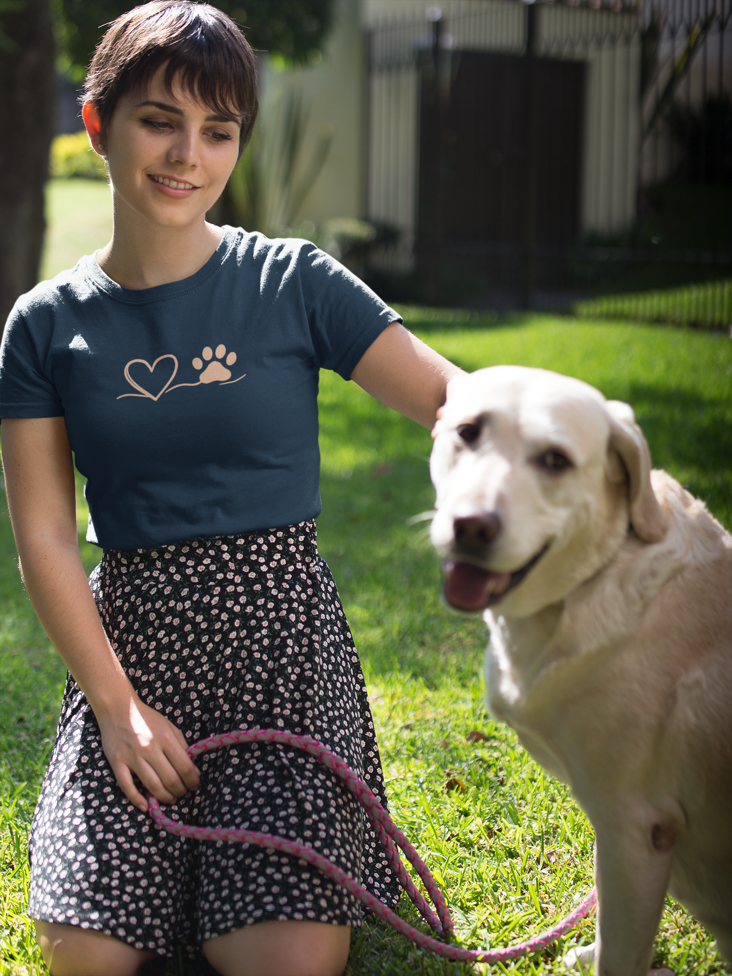 Heart & Paw Print T-Shirt | Soft Cotton Unisex Pet Lover Tee