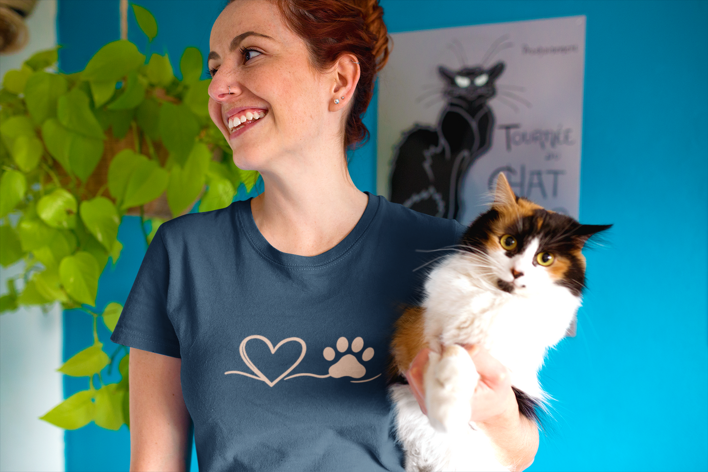 Heart & Paw Print T-Shirt | Soft Cotton Unisex Pet Lover Tee