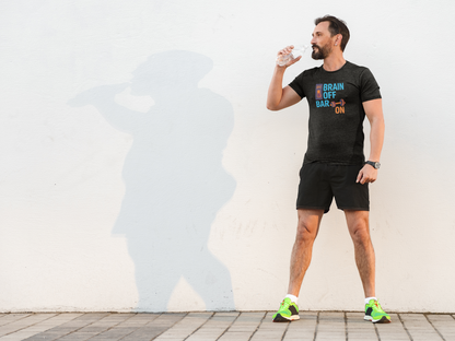 Brain Off, Bar On Moisture-Wicking Tee | Funny Gym Shirt & Fitness Gift