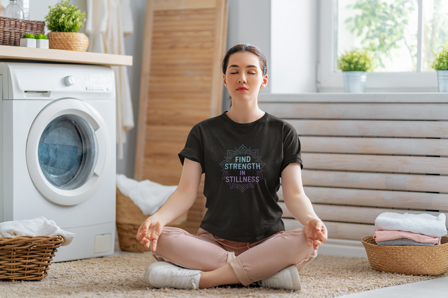 Find Strength in Stillness T-Shirt | Mindfulness Meditation Tee | Unisex Inspirational Apparel | Yoga Gift for Women & Men