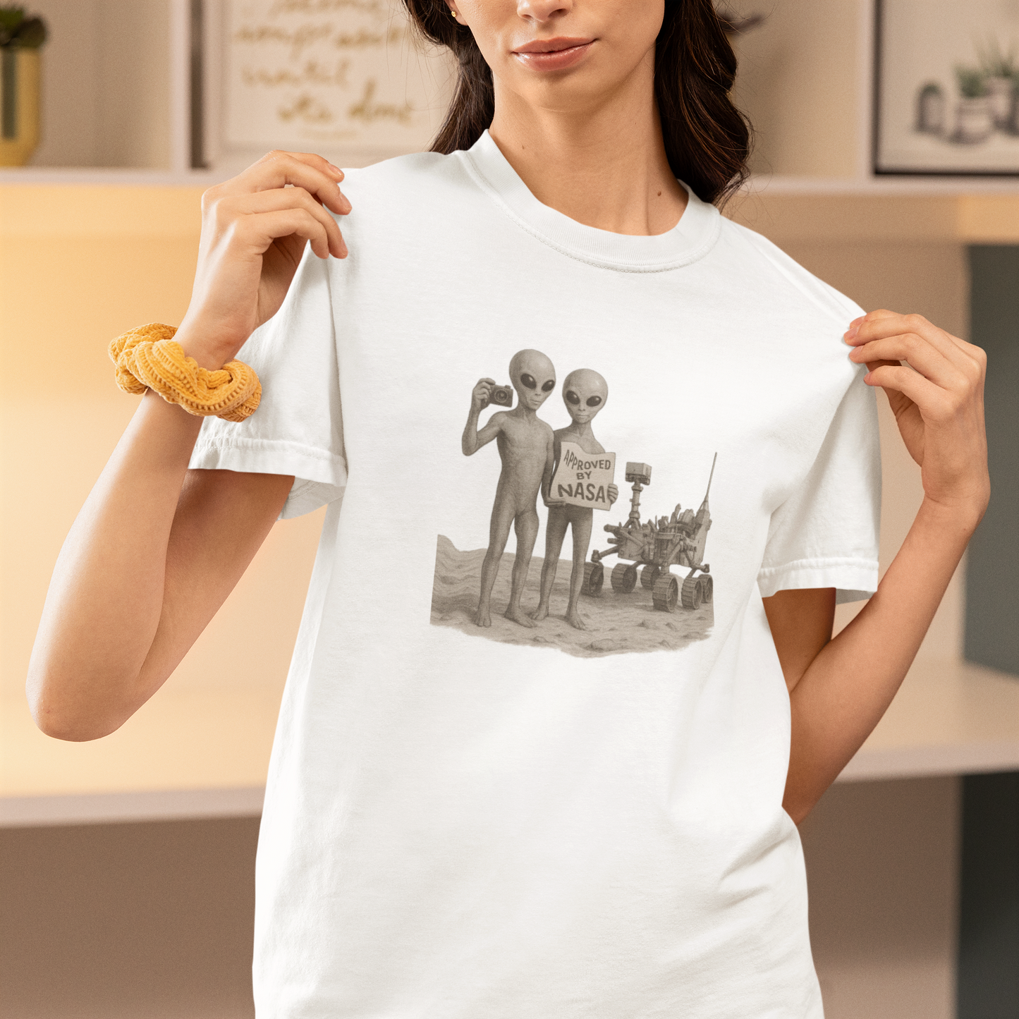 Funny Alien NASA T-Shirt | Unisex Heavy Cotton Sci-Fi Lover Gift