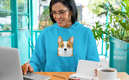 Corgi Hoodie, Corgi Face Pullover Cute Pembroke Welsh Corgi Hoodie for Dog Lovers