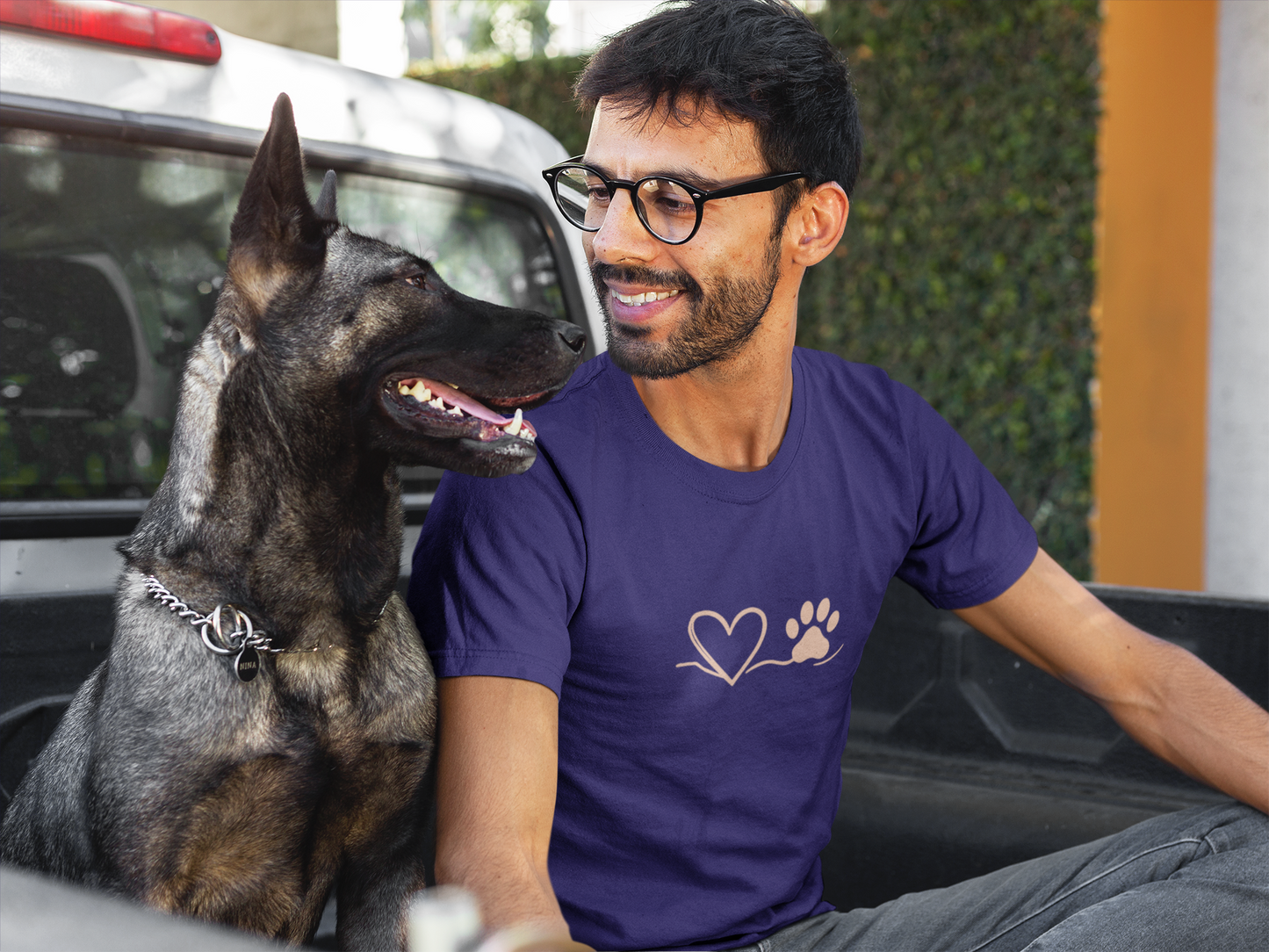Heart & Paw Print T-Shirt | Soft Cotton Unisex Pet Lover Tee