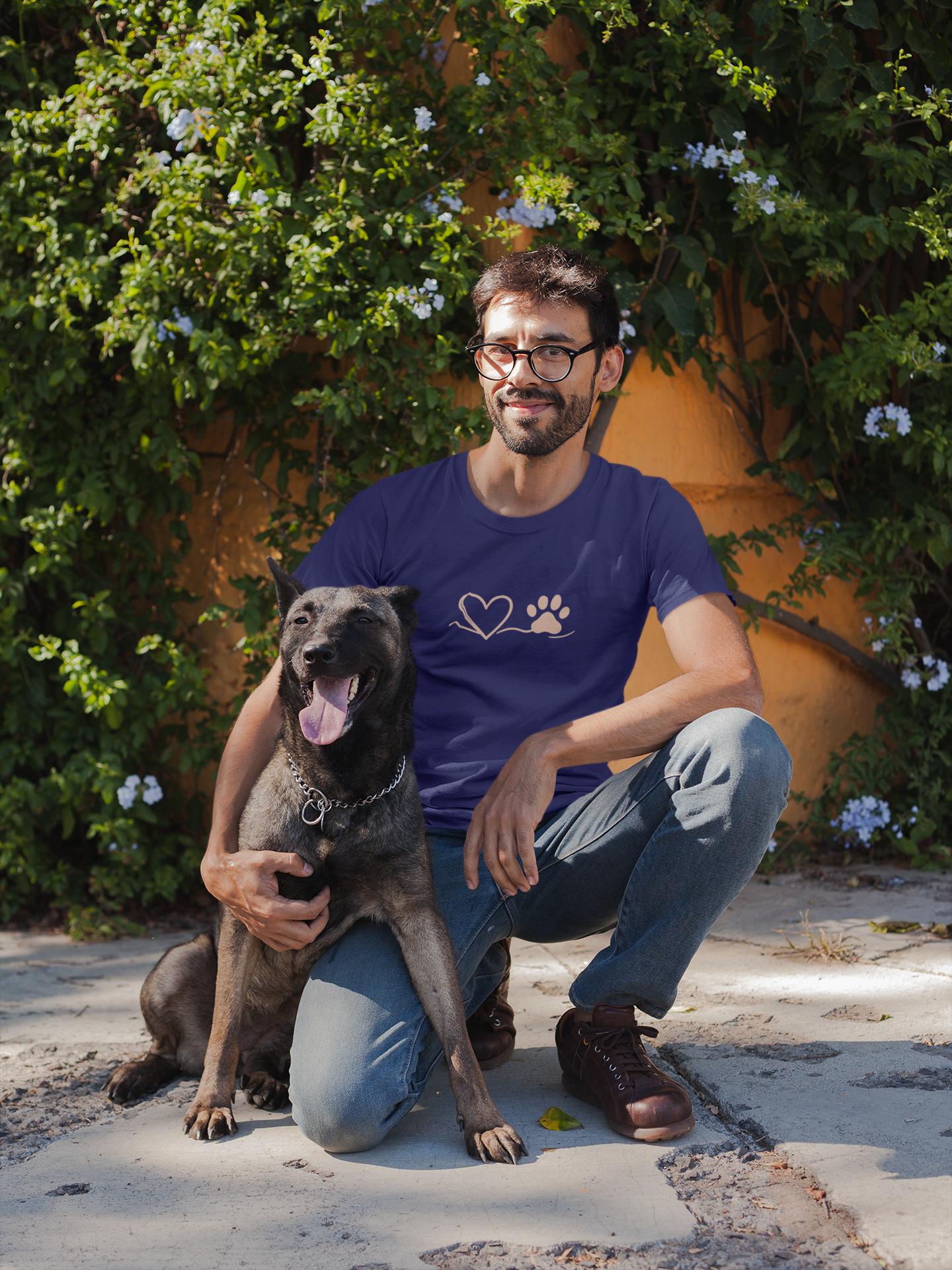 Heart & Paw Print T-Shirt | Soft Cotton Unisex Pet Lover Tee