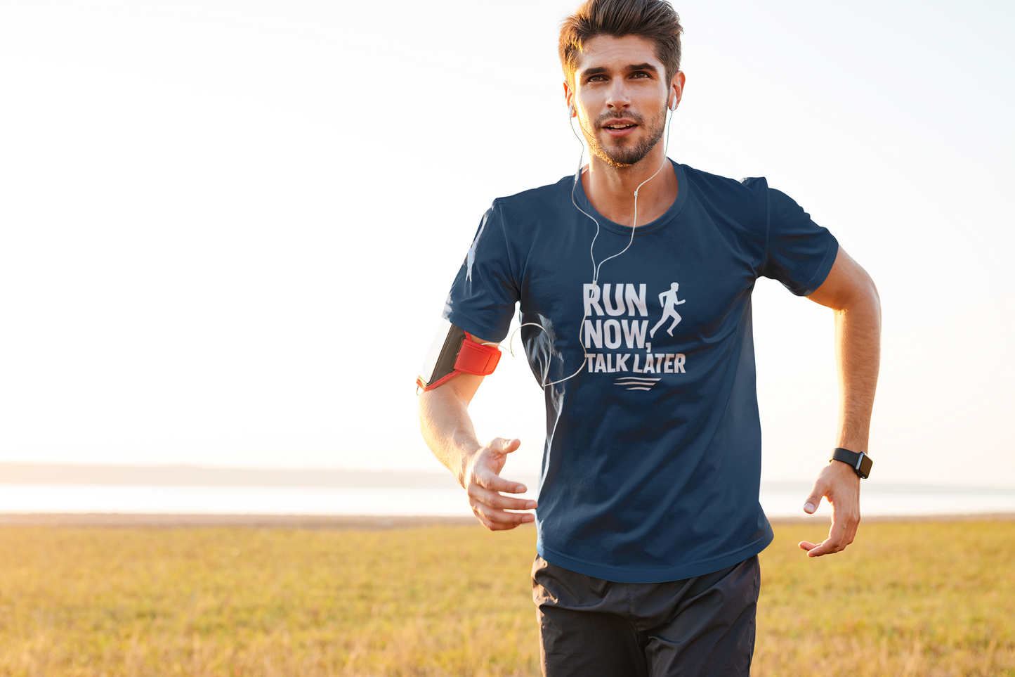 Run Now Talk Later Moisture Wicking Tee | Unisex Running Shirt, Funny Workout Gift