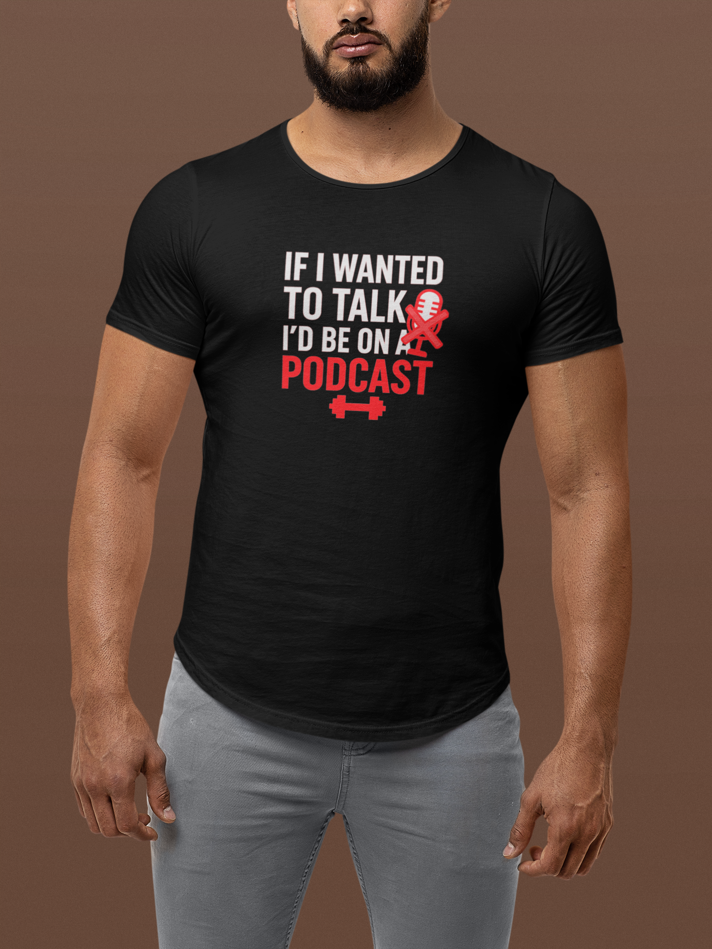 Funny Podcast T-Shirt | Men's Curved Hem Tee & Podcaster Gift