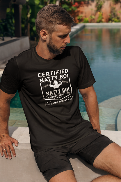 Certified Natty Boi Funny T-Shirt | Unisex Fitness & Gym Gift