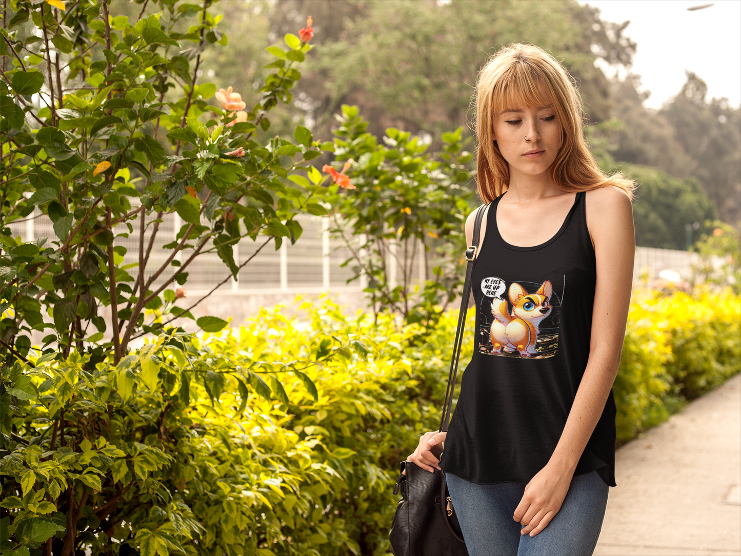 Corgi Humor Racerback Tank Top | Women's Funny Pet Lover Gift