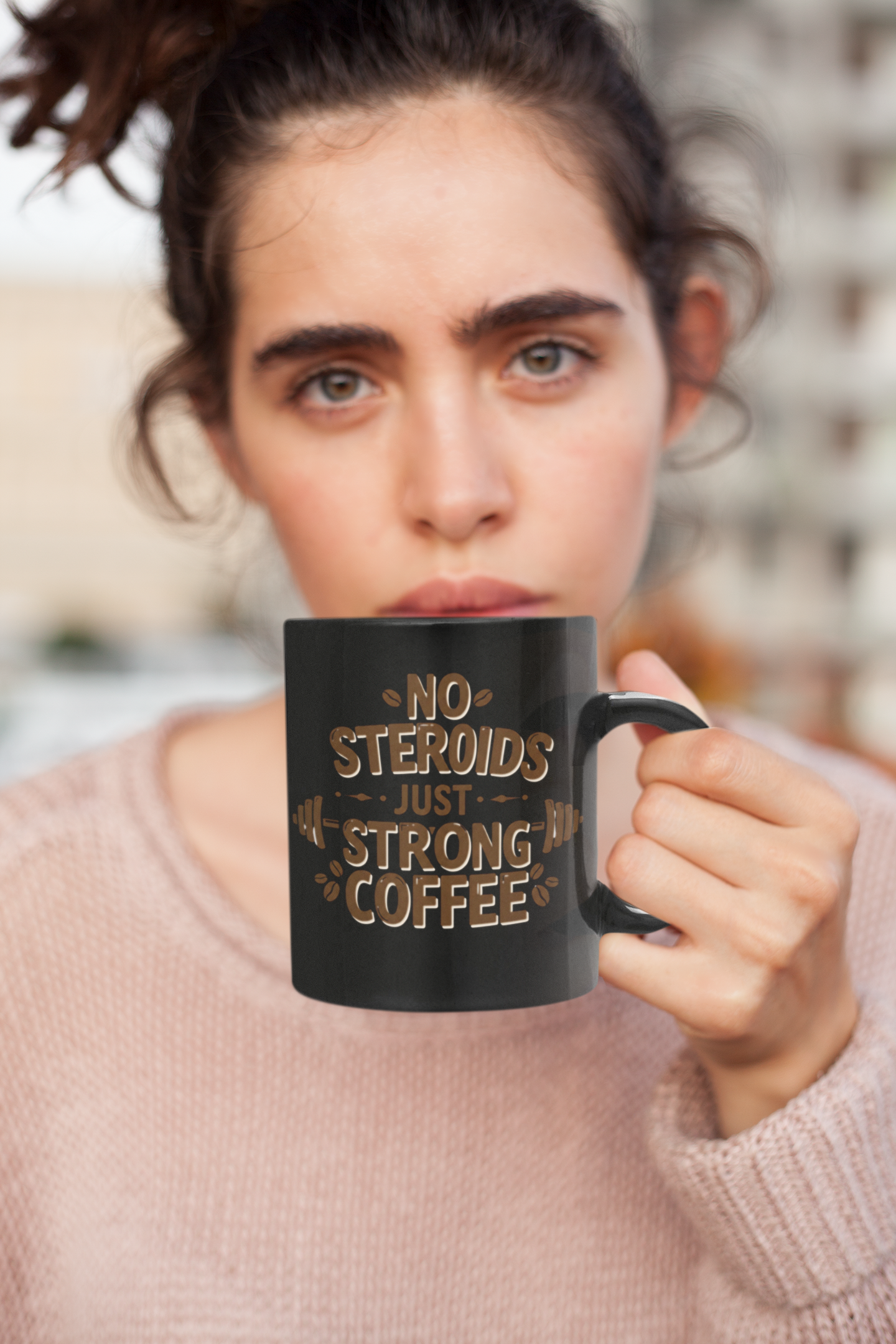 "No Steroids, Just Strong Coffee" Black Mug | Funny Gym Lover Gift, Motivational Bodybuilding Mug