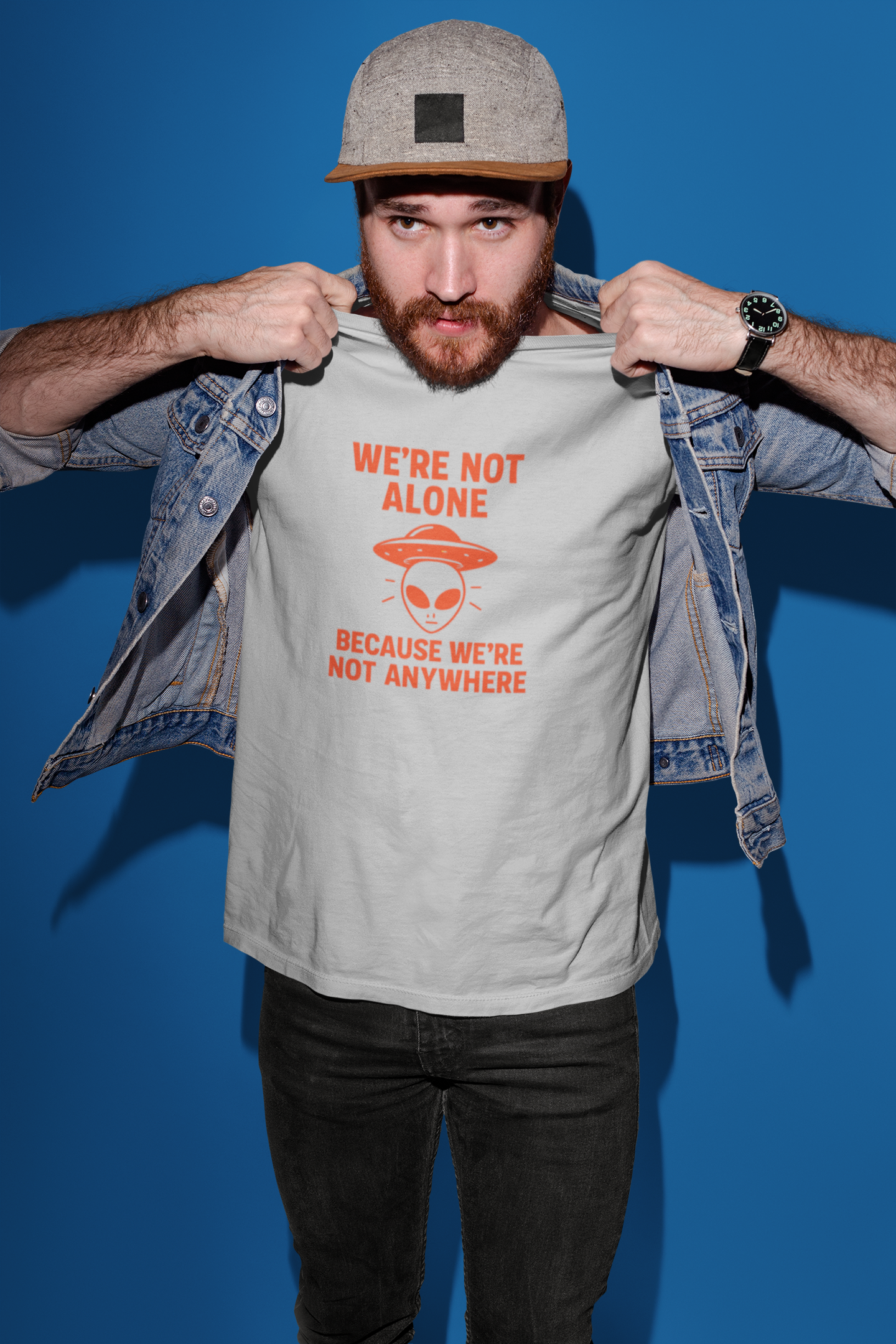 We're Not Alone T-Shirt | Funny Alien UFO Tee, Unisex Sci-Fi Lover Gift