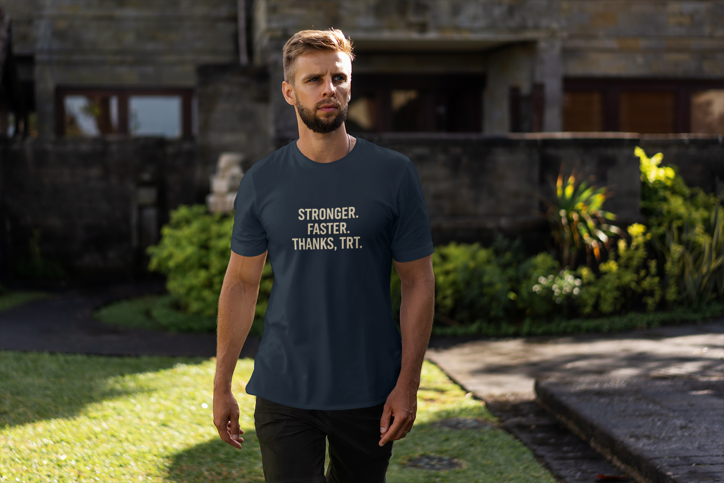 Stronger Faster Thanks TRT Shirt | Motivational Workout Tee | Testosterone Therapy Fitness Apparel | Gift for Him | Gym Performance Gear