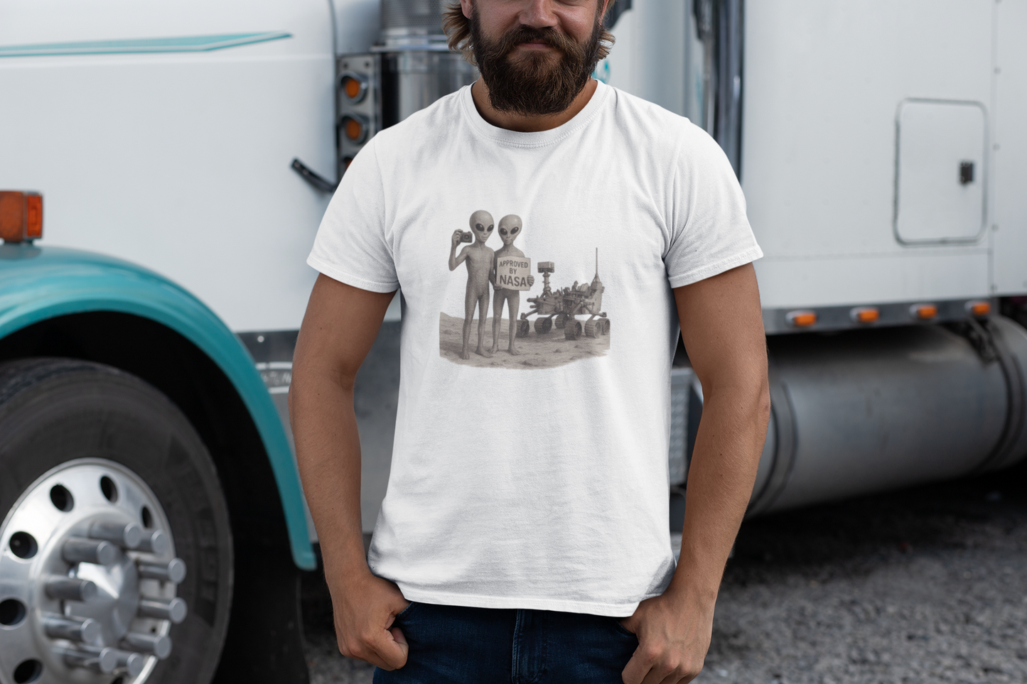 Funny Alien NASA T-Shirt | Unisex Heavy Cotton Sci-Fi Lover Gift
