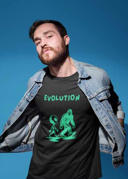 Funny Alien Evolution T-Shirt | Conspiracy Theory Graphic Tee, Unisex Sci-Fi Lover Gift
