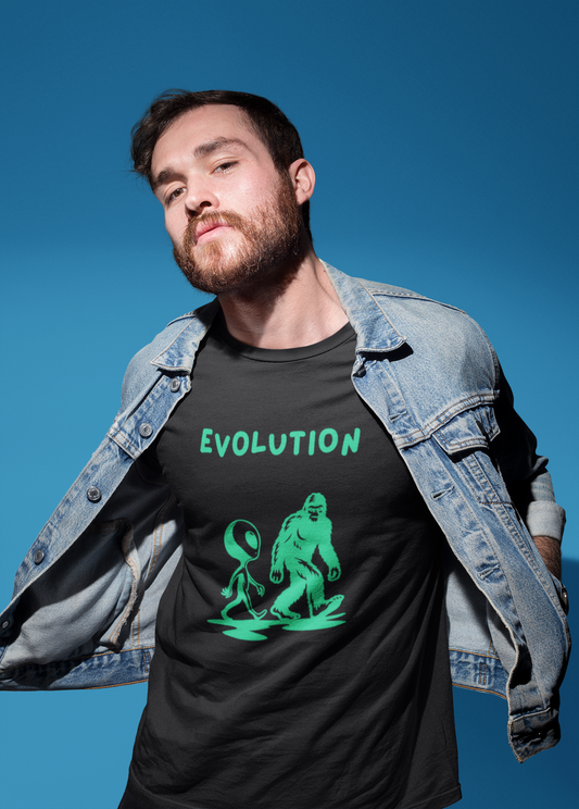 Funny Alien Evolution T-Shirt | Conspiracy Theory Graphic Tee, Unisex Sci-Fi Lover Gift