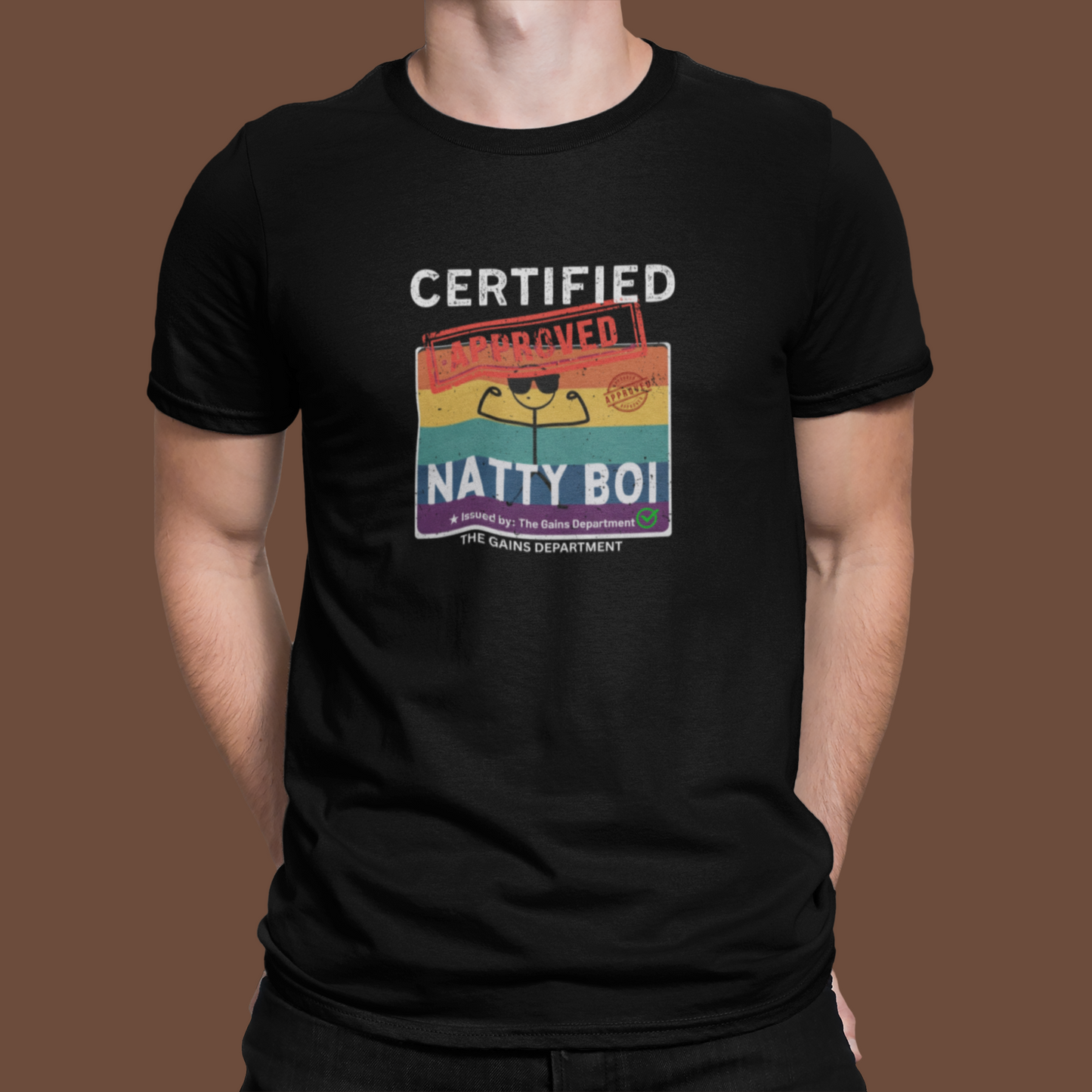 Certified Natty Boi White Font T-Shirt | Funny Fitness & Gym Gift