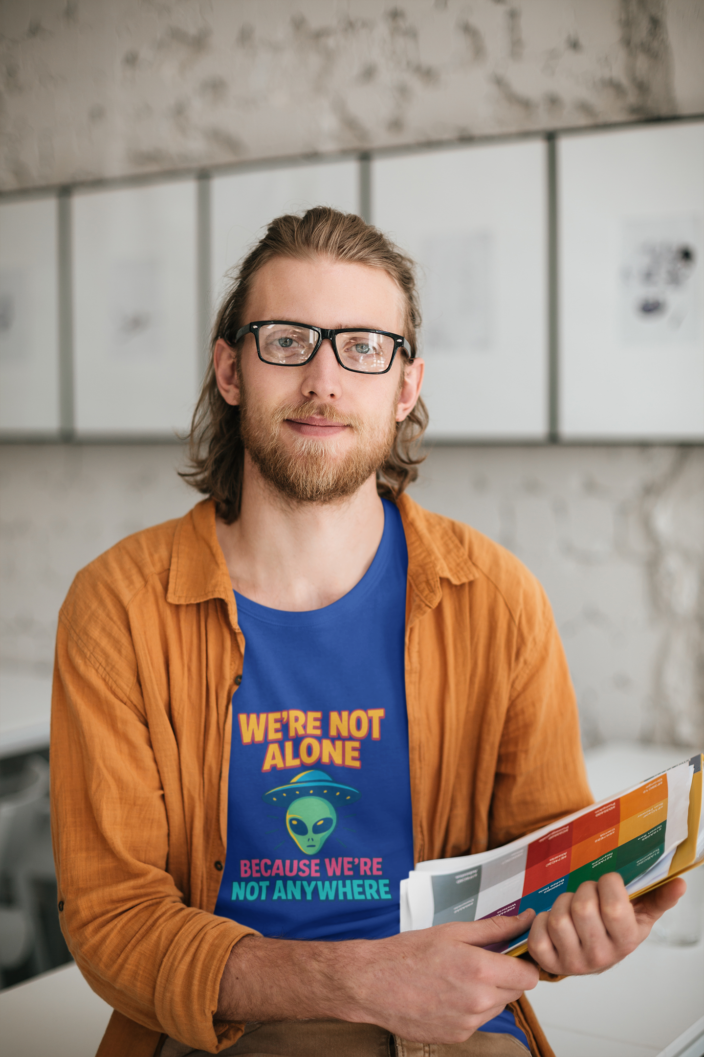 Funny Alien Graphic T-Shirt | "We're Not Alone" Unisex Sci-Fi Tee