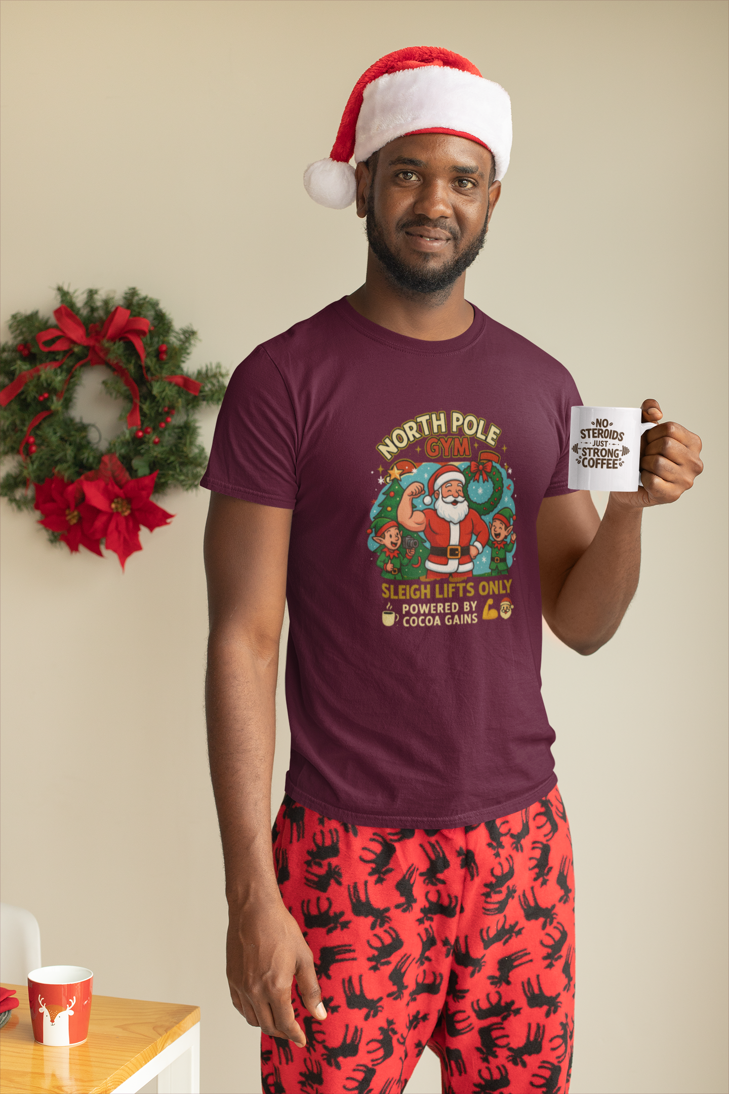 North Pole Gym Funny Christmas Workout Shirt | Merry Liftmas Santa Tee | Holiday Gym Lover Gift