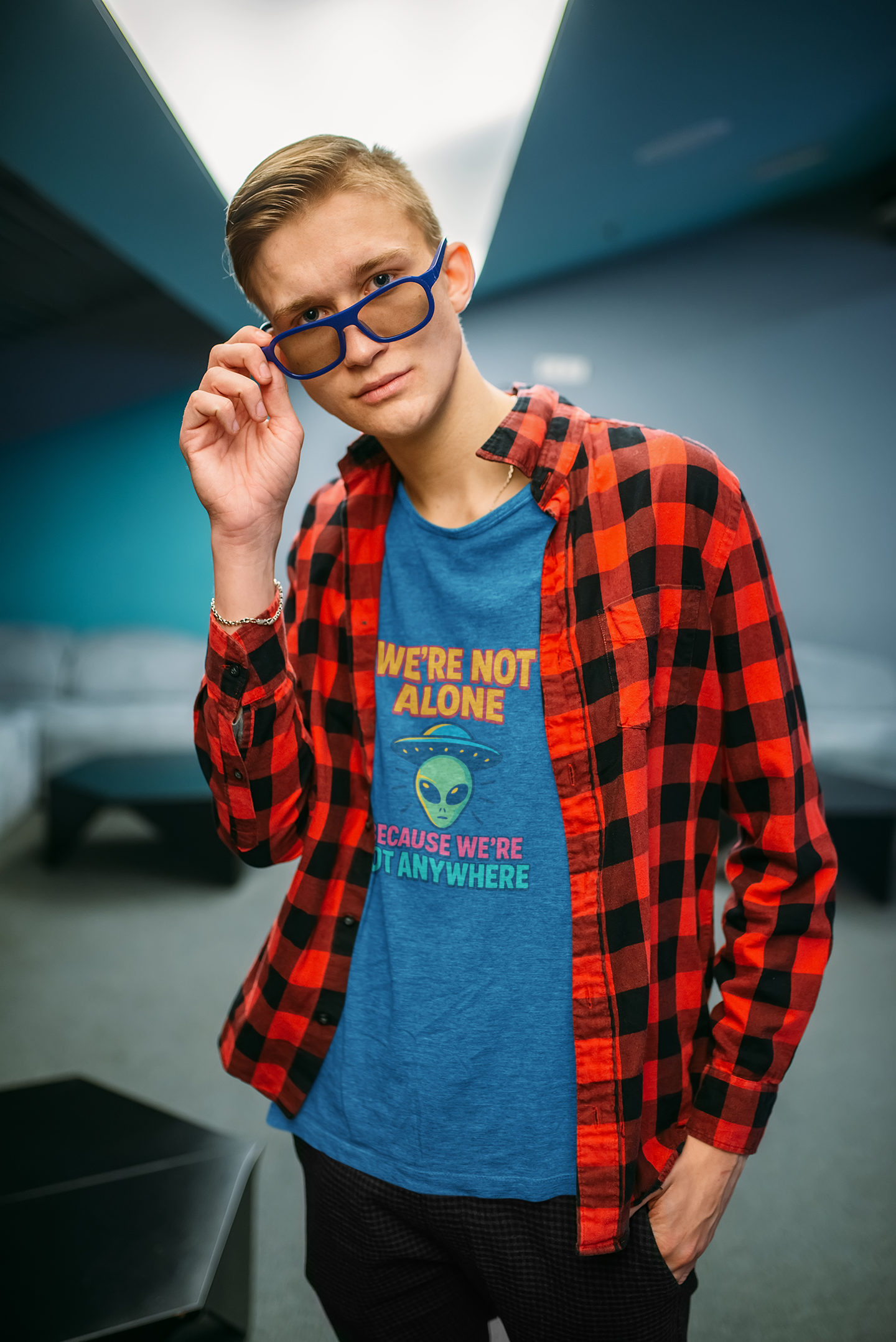 Funny Alien Graphic T-Shirt | "We're Not Alone" Unisex Sci-Fi Tee