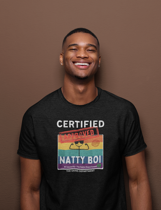 Distress Funny Certified Natty Boi Unisex Jersey Tee - Trendy & Fun T-Shirt for Gym Enthusiasts