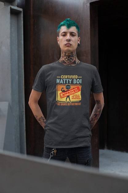 Certified Natty Boi Funny T-Shirt | Unisex Fitness & Gym Gift