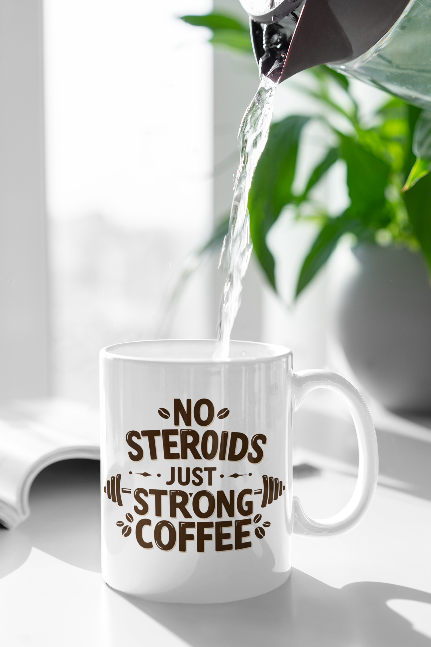 "No Steroids, Just Strong Coffee" Mug | Funny Gym Lover Gift, Bodybuilding Humor Mug, Fitness Motivation Cup