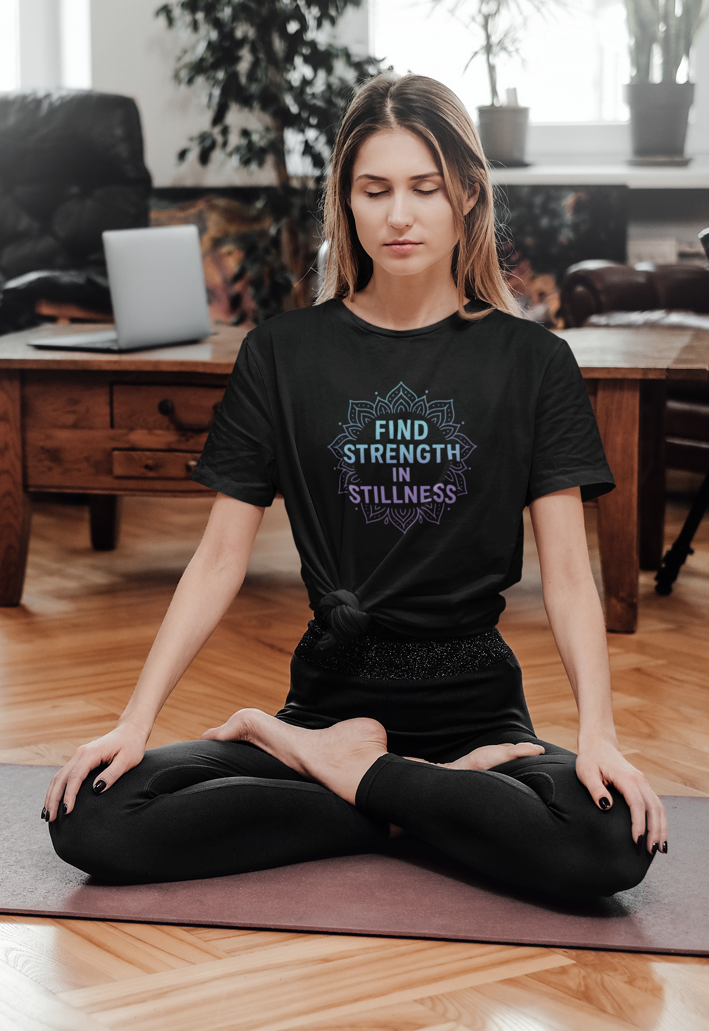 Find Strength in Stillness T-Shirt | Mindfulness Meditation Tee | Unisex Inspirational Apparel | Yoga Gift for Women & Men