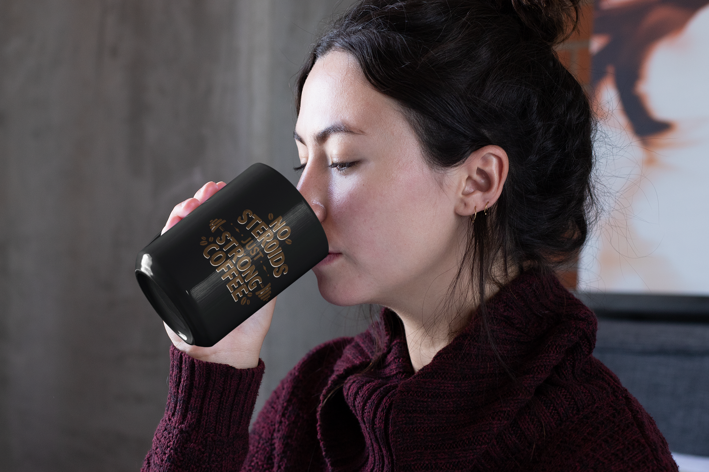 "No Steroids, Just Strong Coffee" Black Mug | Funny Gym Lover Gift, Motivational Bodybuilding Mug